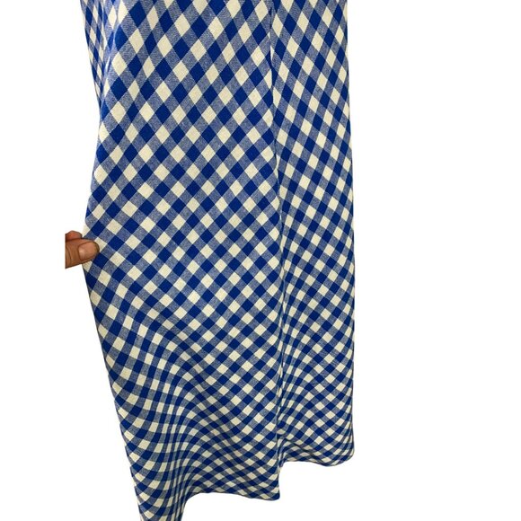 Tommy Bahama Gingham Blue & White Sleeveless Bonita Check Linen Dress M/M - Picture 7 of 10